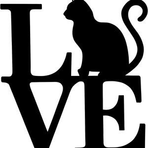 Silhouette Cat LOVE Metal Wall Sign, Wall Decor, Wall Hanging